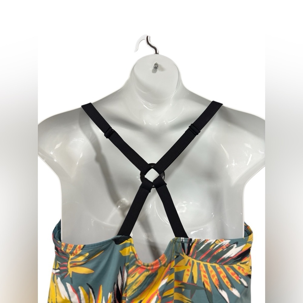 NEW, Penningtons, Tropical Crossback Tankini Top, 2X, Green, Yellow 🌴 - Picture 7 of 10